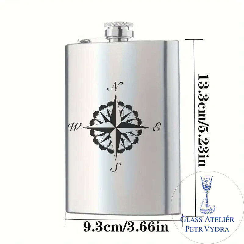 Placatka s motivem kompas - Gravírování do kovu Placatka s motivem kompas - Gravírování do kovu