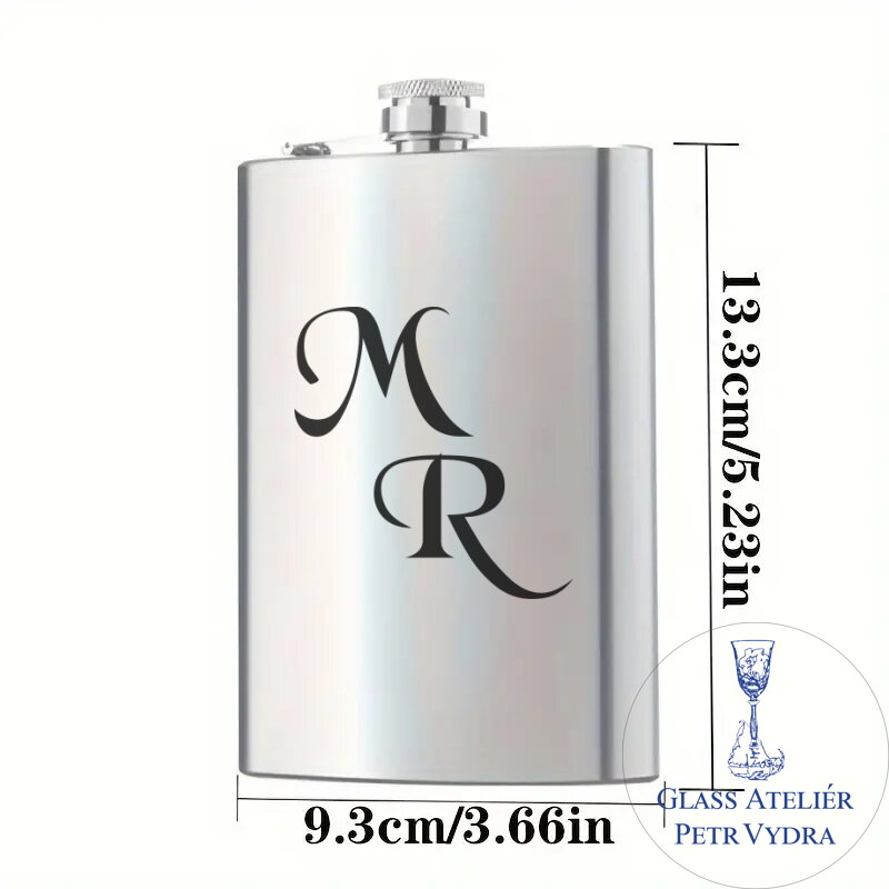 Flachmann mit Monogramm mit Text - Metallgravur Flachmann mit Monogramm mit Text - Metallgravur
