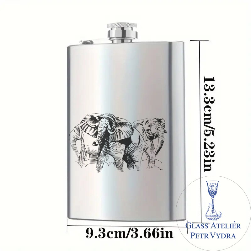 Placatka s motivem stádo slonů - Gravírování do kovu Placatka s motivem stádo slonů - Gravírování do kovu