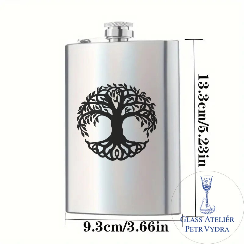 Flachmann mit Lebensbaum - Metallgravur Flachmann mit Lebensbaum - Metallgravur