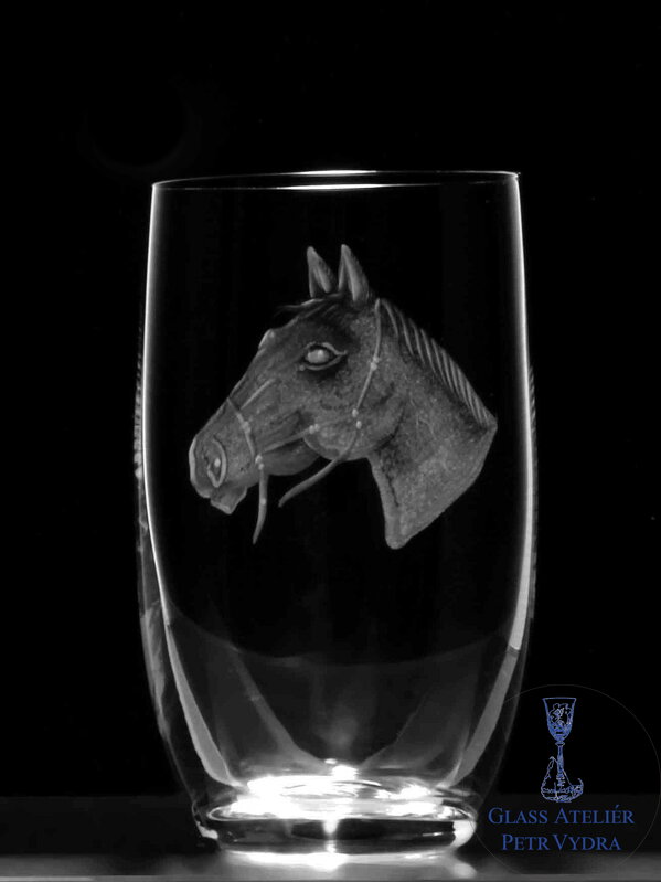 2x Wasser und Juice glas Ideal 300 ml - Pferd Motiv - Hand graviertes Glas