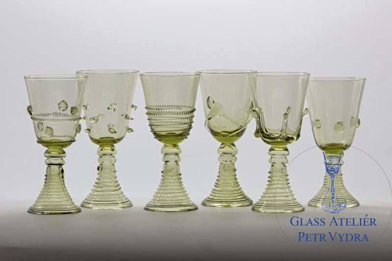 6x Sklenice z historického skla (ml) 1482/r6 6x Sklenice z historického skla (ml) 1482/r6