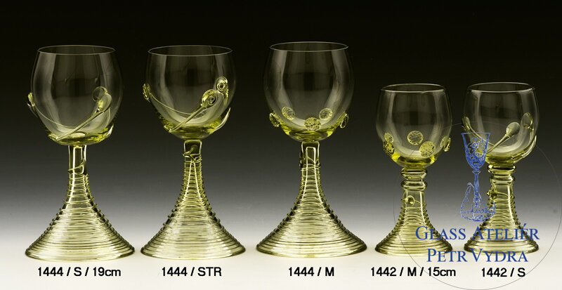 Historické sklo 2x- sklenice víno 1444/M/19CM Historické sklo 2x- sklenice víno 1444/M/19CM