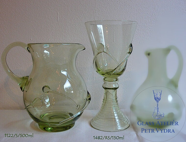 HISTORISCHES GLAS - Waldglas - Krug mit 6x Gläser  - 1x 1122/S/500 ml a 6x 1482/RS/150 ml