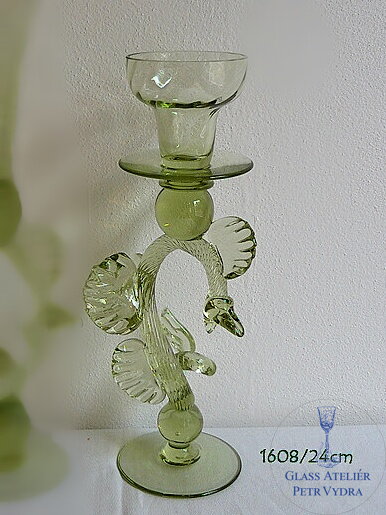 HISTORISCHES GLAS - Waldglas - Kerzenhalter - 1608/24 cm