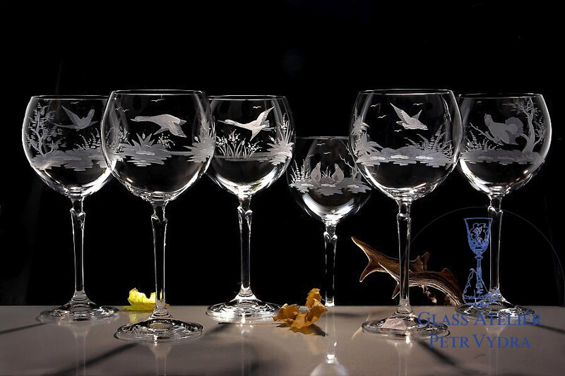 6 x Rotwein gläser 450 ml - Jagd Thema - Hand graviertes gläser 6 x Rotwein gläser 450 ml - Jagd Thema - Hand graviertes gläser