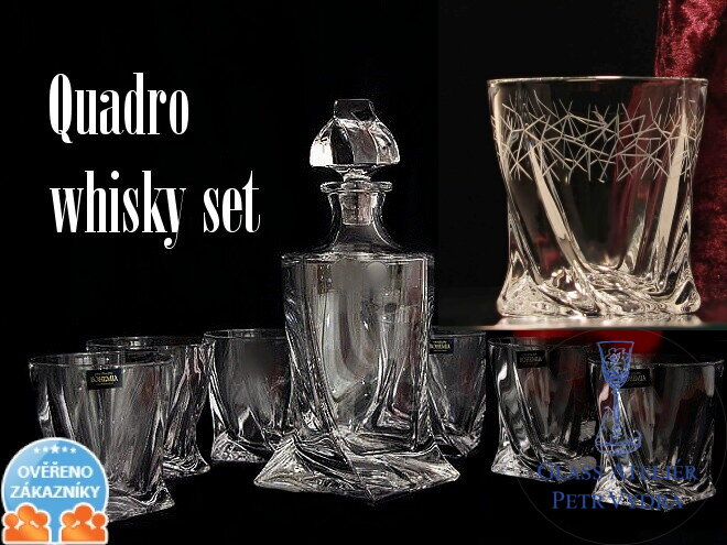 Quadro whisky set- 7 kusů whisky sklenice a whisky karafa v dárkové krabicii - Abstraktní motiv Quadro whisky set- 7 kusů whisky sklenice a whisky karafa v dárkové krabicii - Abstraktní motiv