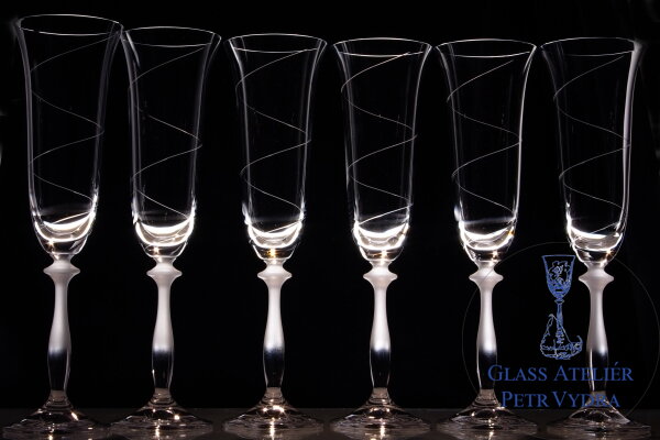  6x Gläser Champagner ​ [ Helix-Motiv ] Hand gravierte gläser