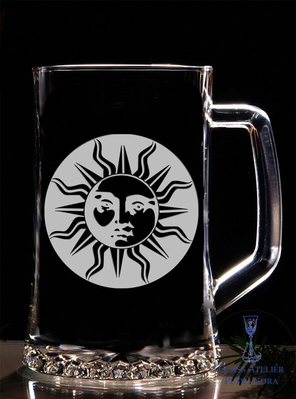 Pullitr nebo třetinka s pískovaným motivem - slunce