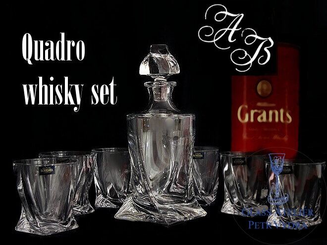 Quadro whisky set- 7 stücke mit monogramm [ WHISKY KARAFFE, WHISKY GLÄSSER ]