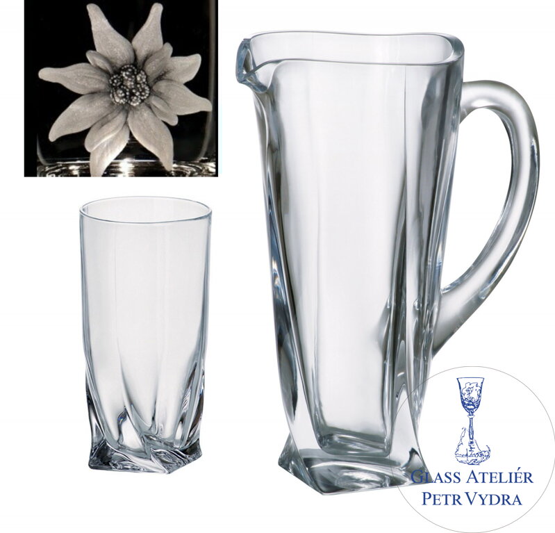 Quadro Long drink set - 1x džbán ( 1100 ml ) a 6x sklenice ( 350 ml ) s 7x s Alpskou protěží