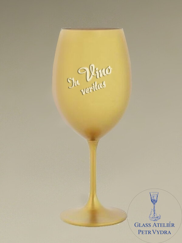 1x sklenice Lara s barevným nástřikem a pískovaným logem nebo nápisem - zlatá 1x sklenice Lara s barevným nástřikem a pískovaným logem nebo nápisem - zlatá