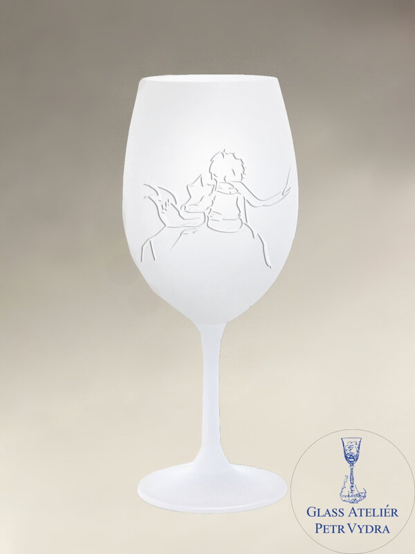 1x sklenice Lara s barevným nástřikem a pískovaným motivem - bílá 1x sklenice Lara s barevným nástřikem a pískovaným motivem - bílá