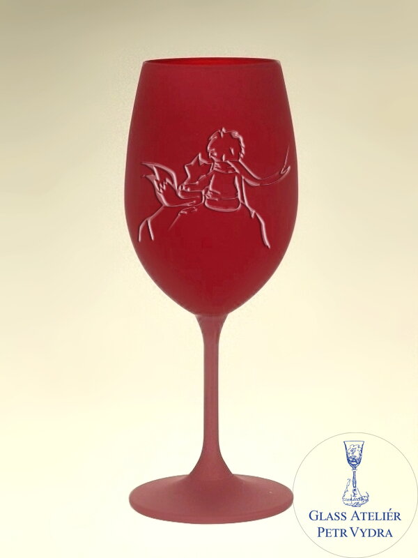 1x sklenice Lara s barevným nástřikem a pískovaným motivem - bordo