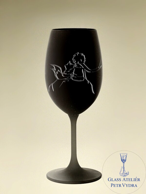 1x sklenice Lara s barevným nástřikem a pískovaným motivem - černá 1x sklenice Lara s barevným nástřikem a pískovaným motivem - černá