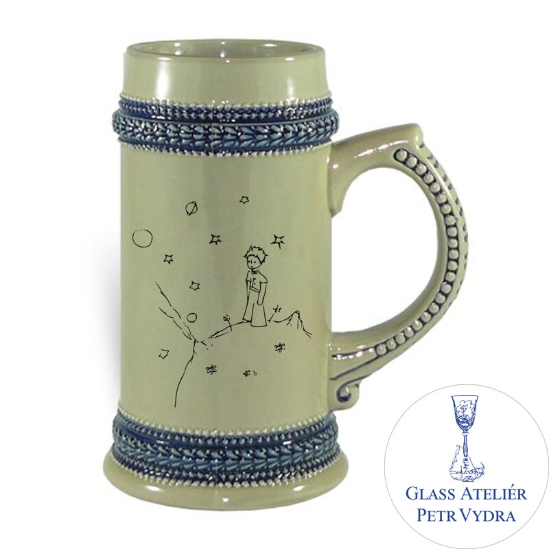 Šedý keramický pullitr s motivem Malý princ