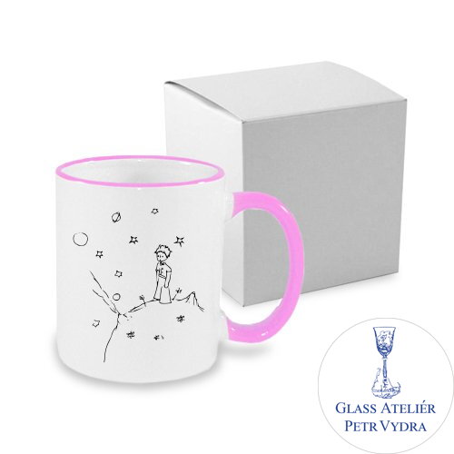 Keramický hrnek 330 ml JS Coating s barevným uchem a lemem s motivem Malý princ Keramický hrnek 330 ml JS Coating s barevným uchem a lemem s motivem Malý princ