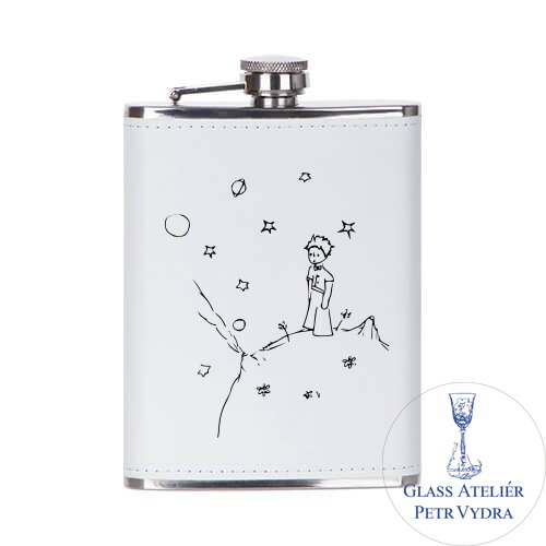 Nerezová placatka 240 ml s potahem ze syntetické kůže s motivem Malý princ Nerezová placatka 240 ml s potahem ze syntetické kůže s motivem Malý princ