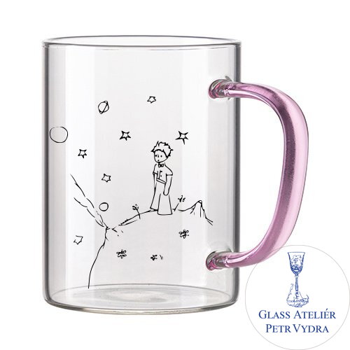 Sklenice 450 ml s barevným uchem s motivem Malý princ
