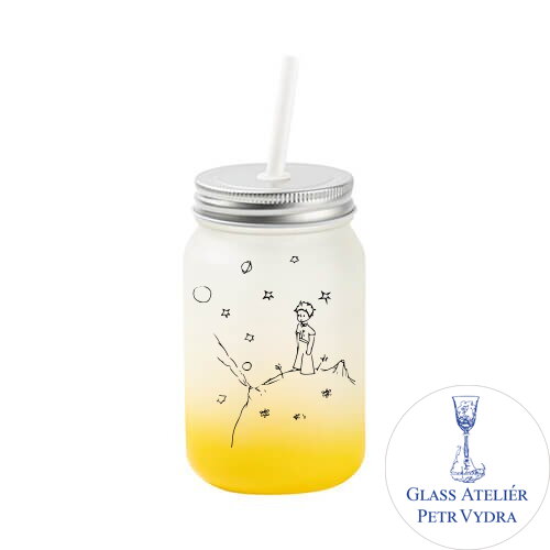 Sklenice "Mason Jar" 450 ml bez ouška matná - gradient s motivem Malý princ