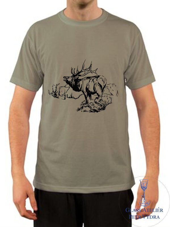 Tričko s krátkým rukávem Unisex - potisk motivu  jelen 