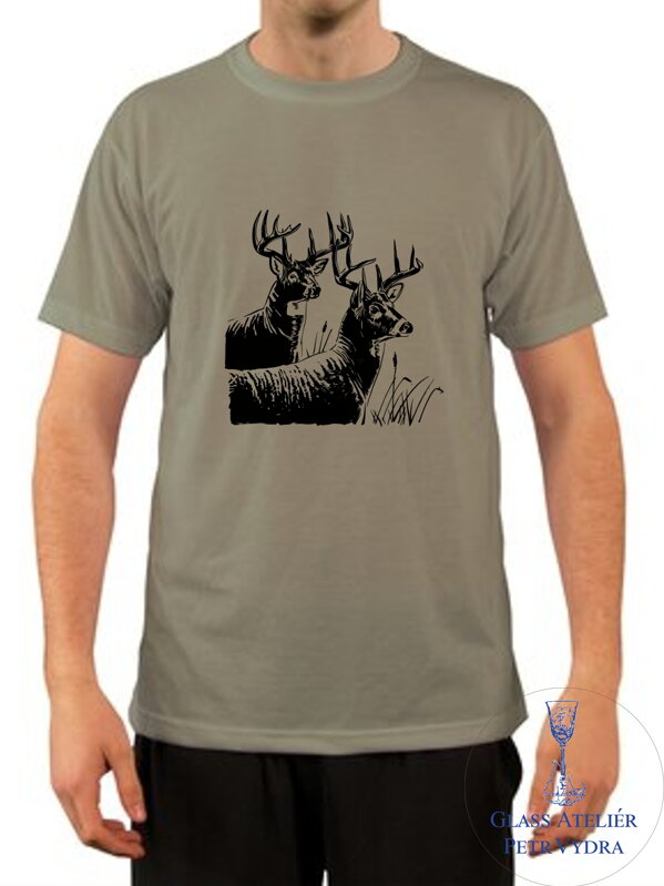 Tričko s krátkým rukávem Unisex - potisk motivu  jeleni  Tričko s krátkým rukávem Unisex - potisk motivu  jeleni