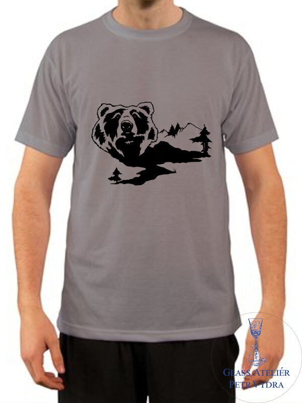 Tričko s krátkým rukávem Unisex - potisk motivu medvěd a hory Tričko s krátkým rukávem Unisex - potisk motivu medvěd a hory