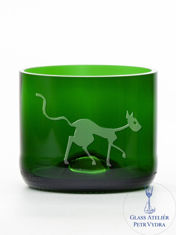 2ks Eko sklenice (z lahve od šampusu) malá zelená (7 cm, 7,5 cm) Tim Burton