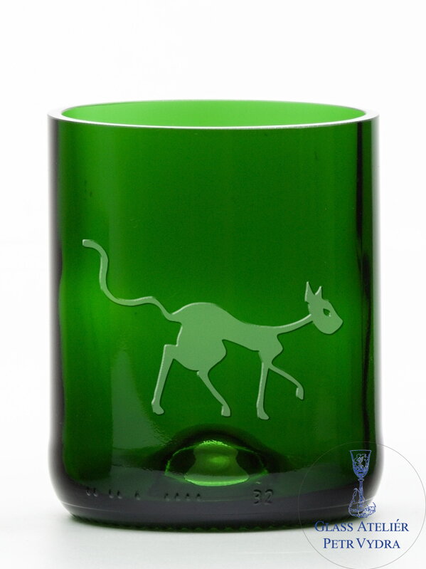 2ks Eko sklenice (z lahve od šampusu) střední zelená (7 cm, 6,5 cm) Tim Burton