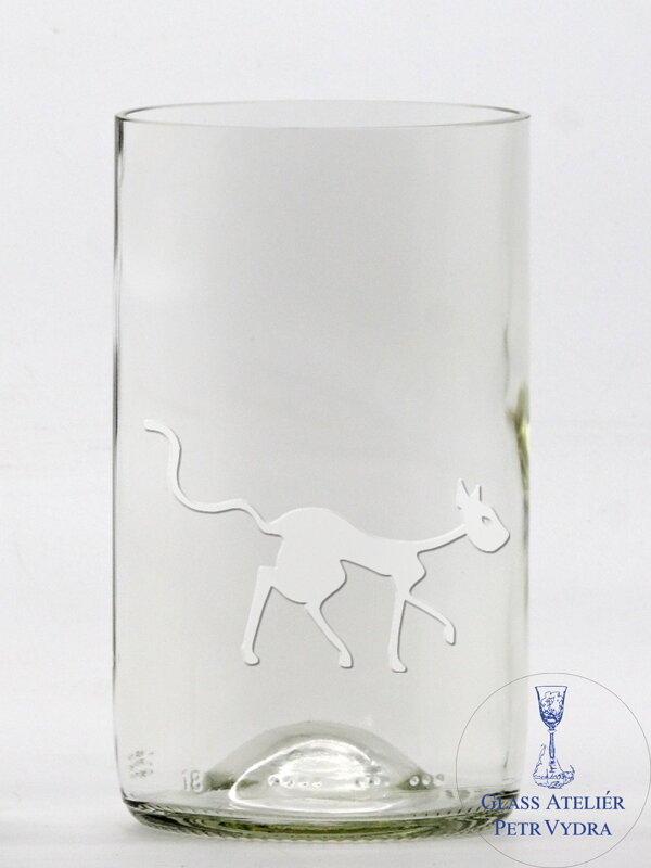 2ks Eko poháre (z fľaše od vína) stredná číra (13 cm, š 7,5 cm) Tim Burton