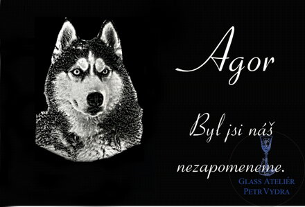 Černá náhrobní skleněná deska  vlastní fotografie