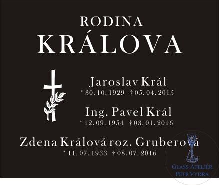 V4. Černá náhrobní skleněná deska s křížem 