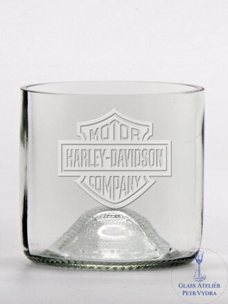 2ks Eko sklenice (z lahve od vína) mini čirá (7 cm, 7,5 cm) Harley Davidson