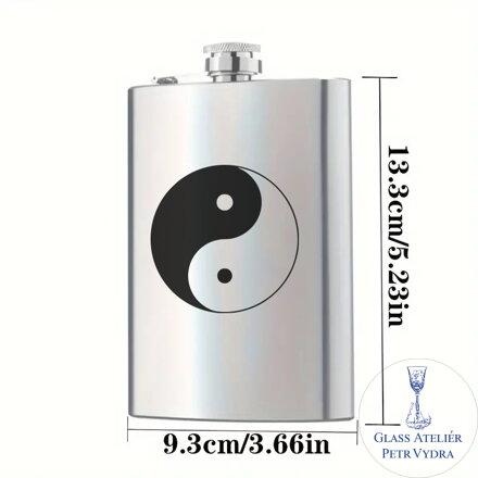 Placatka s motivem jing jang - Gravírování do kovu