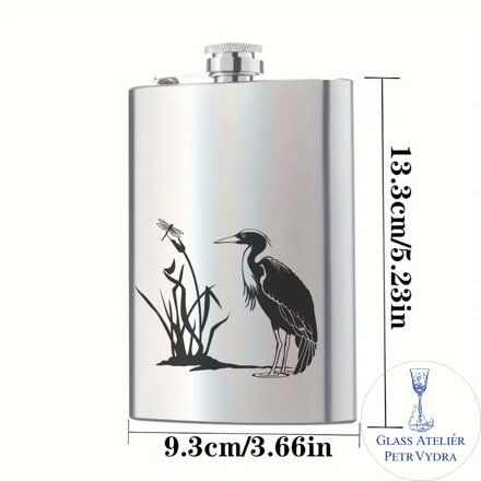 Placatka s motivem volavka - Gravírování do kovu
