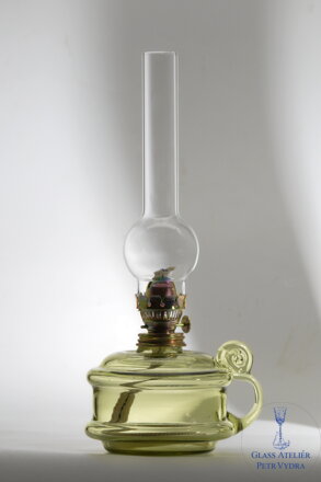 Petrolejová lampa, historické lesné sklo - 913-1, 31x15 cm