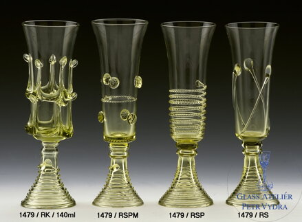 Historické sklo 2x- sklenice šampus 1479/140ml