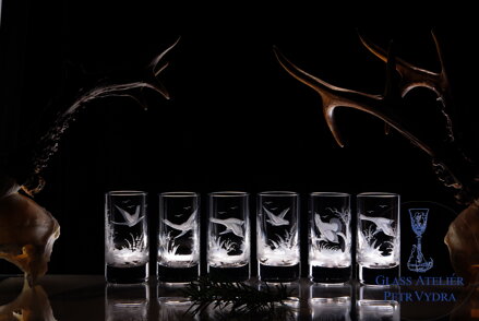  6 x Gläser Schnaps 40 ml - Jagd Thema - Hand graviertes gläser