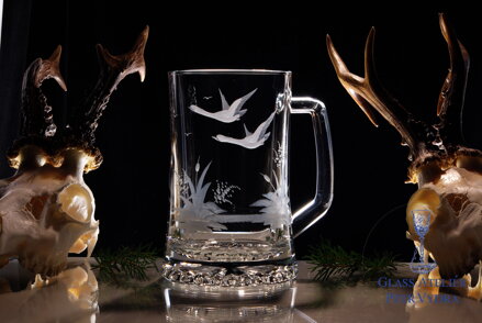 Biergläser 0,5 litre - Jagd Motive ( Gänse ) - Hand graviertes Glas