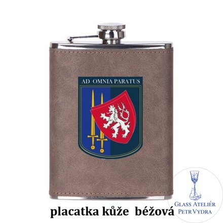 Nerezová placatka 240 ml s potahem ze syntetické kůže s vaším textem, fotografií nebo motivem ( fotografie je vzorová )