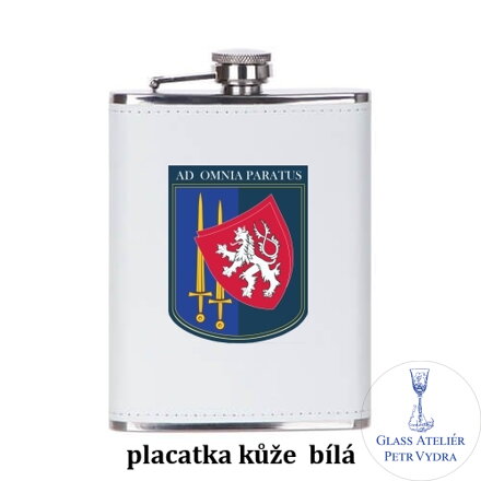 Nerezová placatka 240 ml s potahem ze syntetické kůže s vaším textem, fotografií nebo motivem ( fotografie je vzorová )