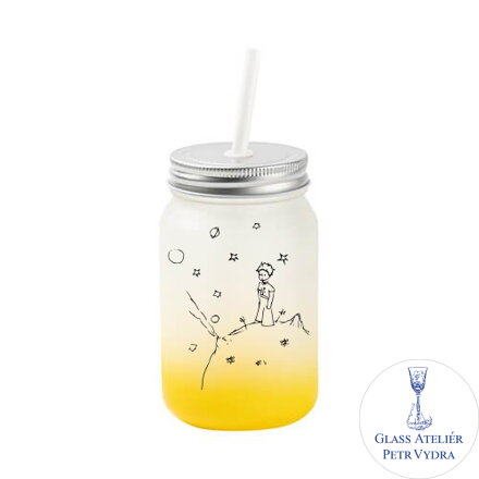 Sklenice "Mason Jar" 450 ml bez ouška matná - gradient s motivem Malý princ