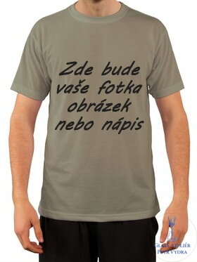 Tričko s krátkým rukávem Unisex - zelenošedá - potisk vlastního motivu