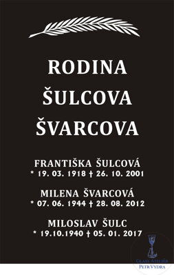V5. Černá náhrobní skleněná deska s pírkem - 10 x 15 cm
