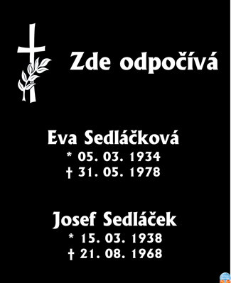 V2. Černá náhrobní skleněná deska s nápisem a křížem - 50 x 80 cm