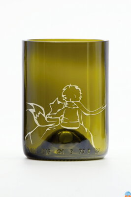 2x Sklenice z recyklovaného skla - antik malá (250 ml) motiv Malý princ a liška + dárková krabice