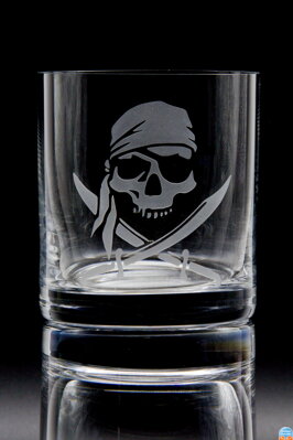 2x Whiskyglas 280 ml - Piratenmotiv