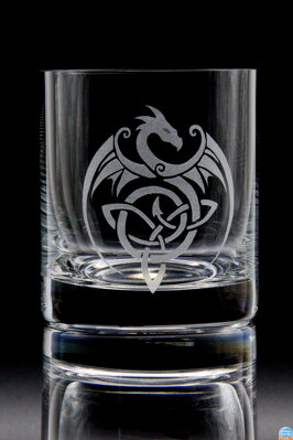 6x Glas Whisky 280 ml - Keltisches Drachenmotiv