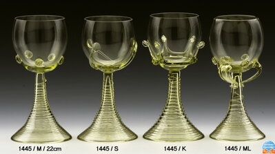 Historické sklo 2x- sklenice víno 1445/K/22cm