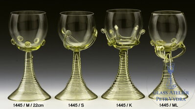Historické sklo 2x- sklenice víno 1445/ML/22cm